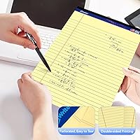Vista 6 de Legal Pads 8.5 x 11.75 Inch Wide Ruled Writing Pads, 12 Pack Note Pads - Yellow Perforated Paper with Hard Back, 50 Sheets Per Pad, No Bleed Notepad
