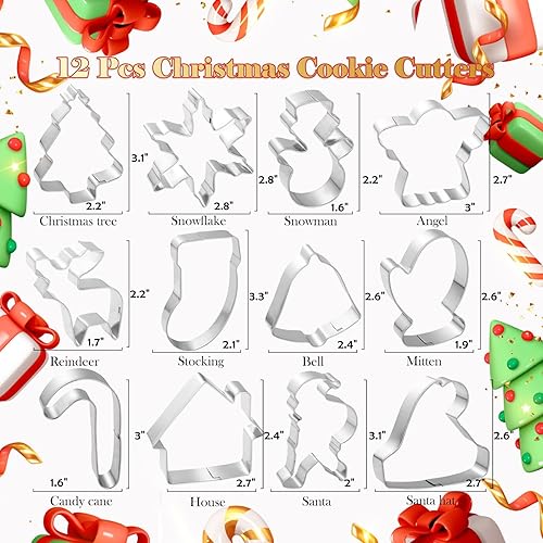 Miniatura 3 de Juego de cortador de galletas de Navidad, muñeco de nieve, copo de nieve, árbol de Navidad, hombre de jengibre, casa, bastón de caramelo, ángel,