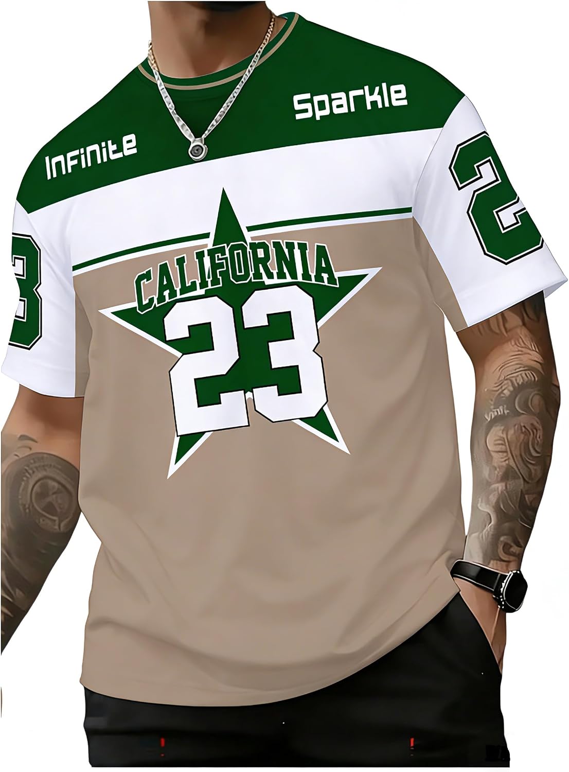 GORGLITTER Men's Y2K Star Number Print Jersey Shirts Short Sleeve Graphic Tees Streetwear Summer Baggy T Shirt