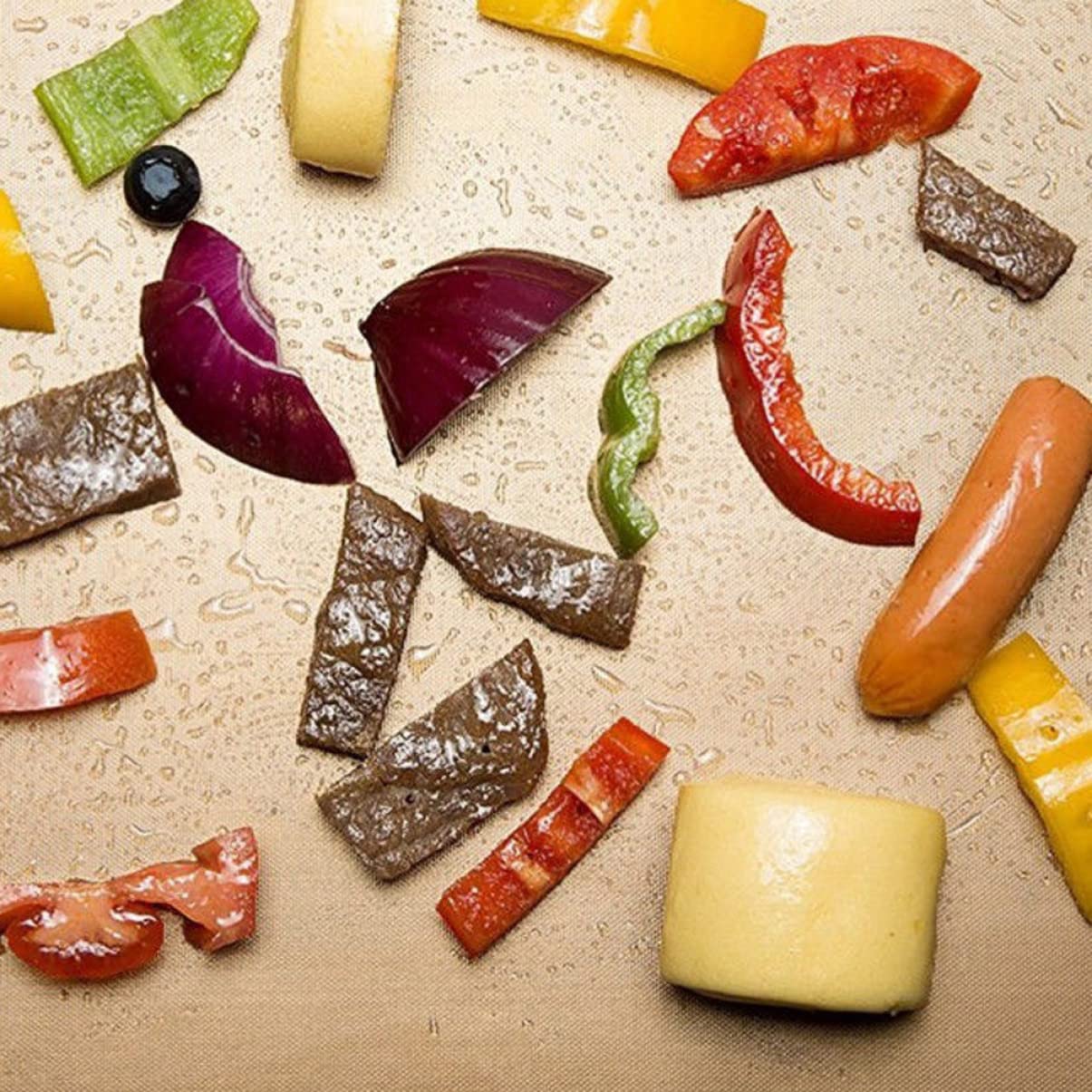 Gogogmee 5Pcs Nonstick BBQ Grill Mats Outdoor Cooking for Easy Grilling Baking Reusable Pad Golden