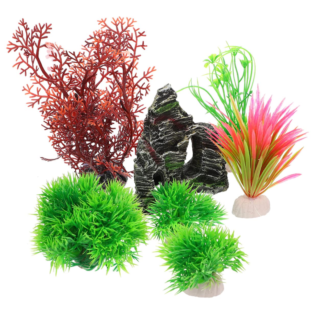 Happyyami 4juegos Decoración Acuática Artificial De Plantas De Acuario Adornos para Peceras y Acuarios Paisajismo Acuático Elegante y Seguro para Peces