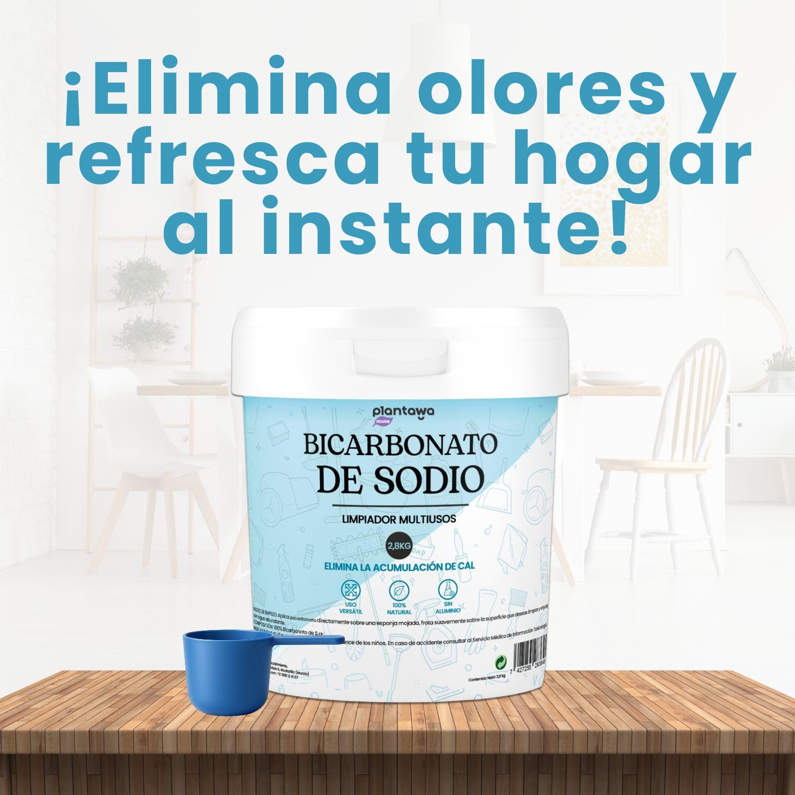 PLANTAWA Bicarbonato de Sodio 2,8kg Polvo Multiusos para Limpieza del Hogar Alta Pureza