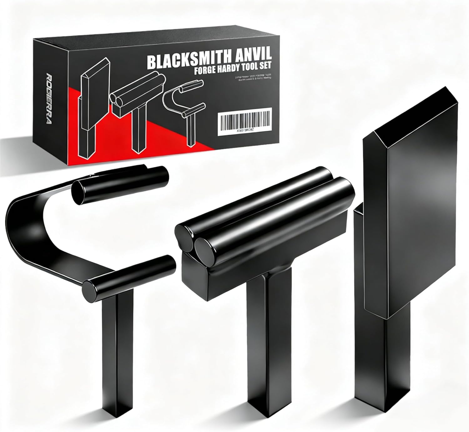 Blacksmith Anvil Forge Hardy Tool Set - 3/4" Hot Cut, Creasing Stake, Spring Fuller - 3 Pcs Heavy Duty Forging Tools for Metalwork & Knife Making