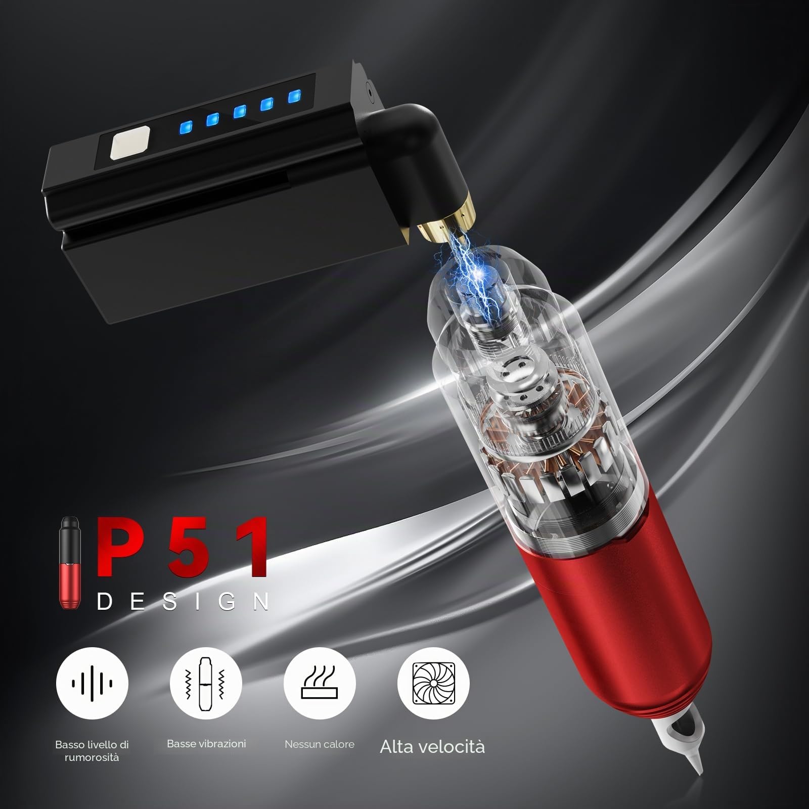 Solong Tattoo Set macchine con aghi inchiostro alimentazione 1500 mAh per principianti professionisti SLP51KITEU-2