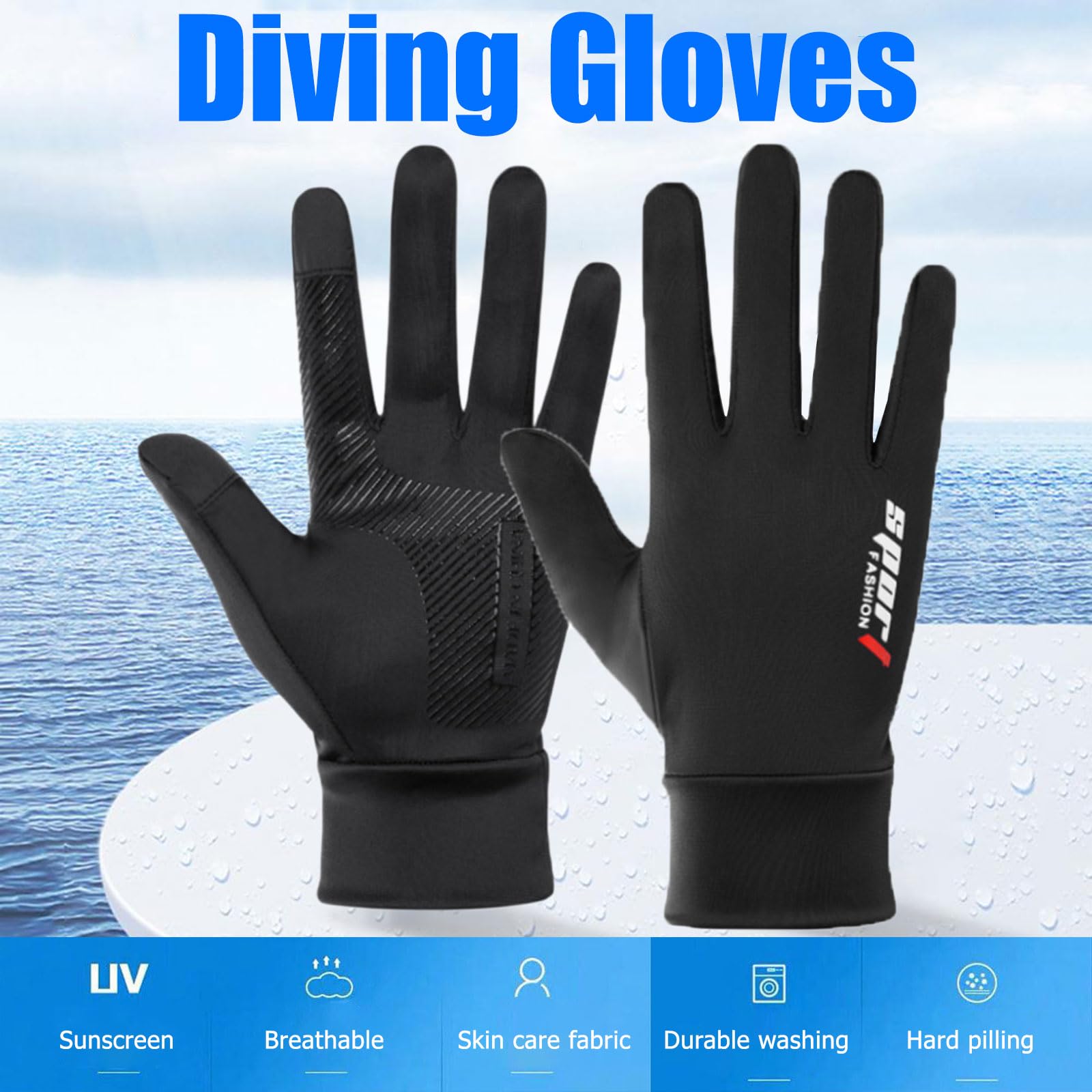 Guanto Da Immersione In Neoprene, Antiscivolo Nero Per Uomo Donna Velo Nautico Nuoto Canotage Snorkeling Aquagym