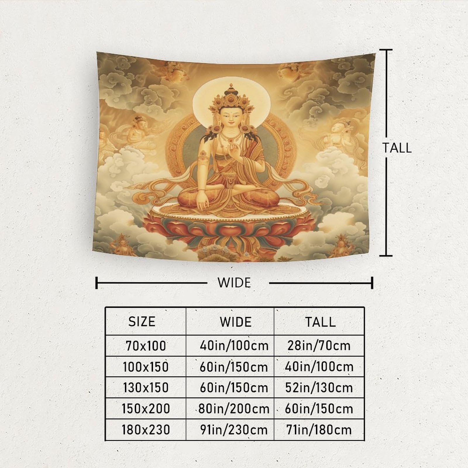 Arazzo Parete Buddha 3D - 150x200 Cm, 100% Poliestere - Per Camera, Soggiorno O Divisorio - Design Spirituale E Colorato - Foto 6