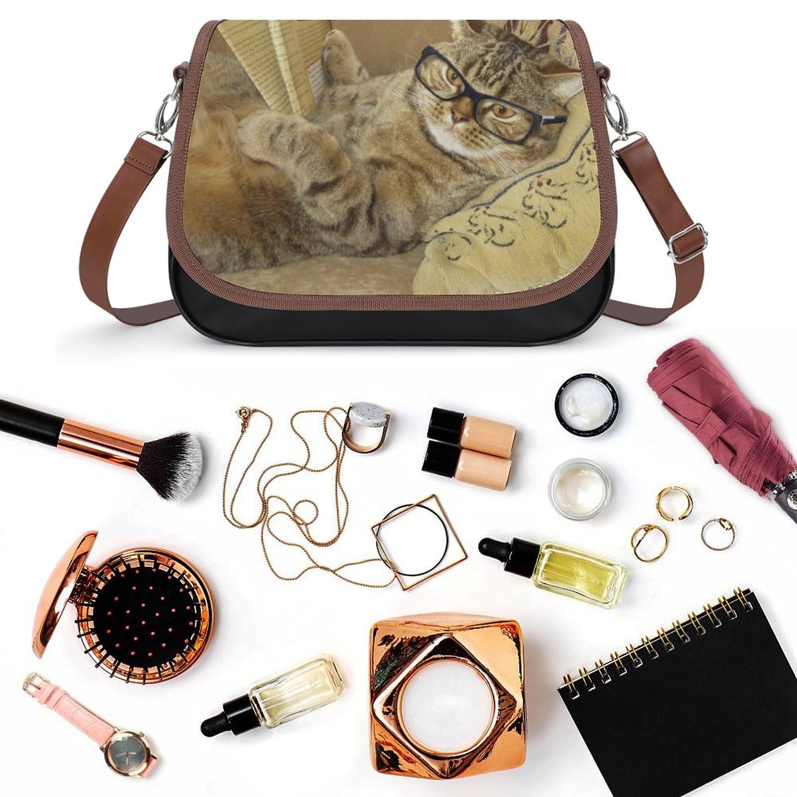 Amazon.co.jp: おもしろ 猫 猫柄 面白い ねこ ショルダーバッグ PU 