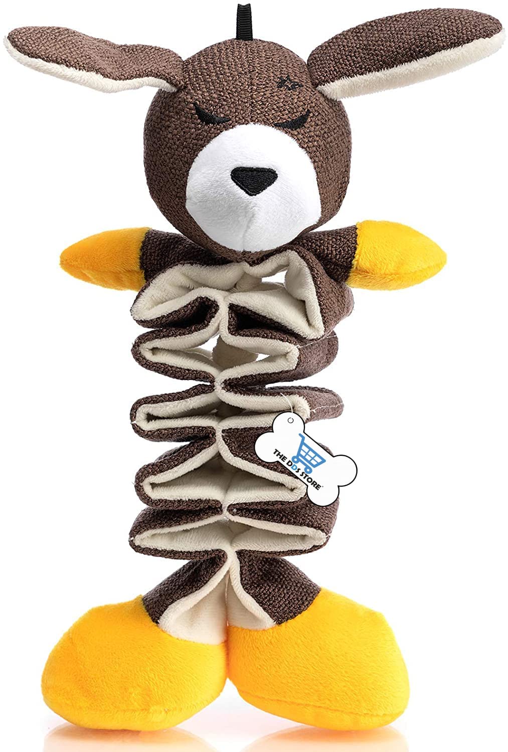 THE DDS STORE Dog Toy Pet Chew Toy Animal Design Dog Teething Toy Pet Plush Toy Pet Food Dispenser-1 Piece (Brown),