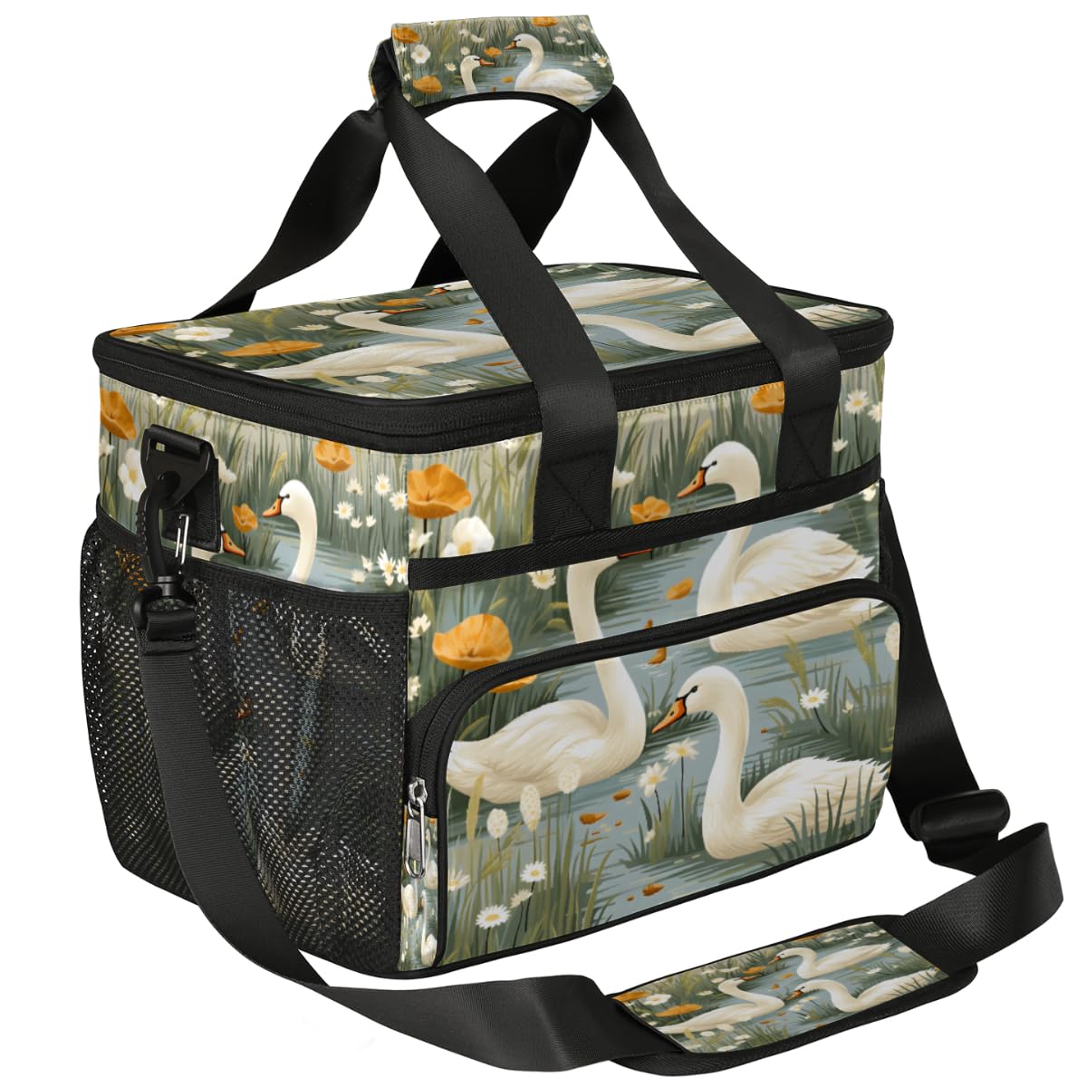 Goose Swimming Insulated Picnic Backpack Lunch Box for Women Men Picnic Basket Tote Lunch Bag Picnic Bag Portable Lunch Bags for Picnic, Beach, Work, Trip,Office, Camp Goose
