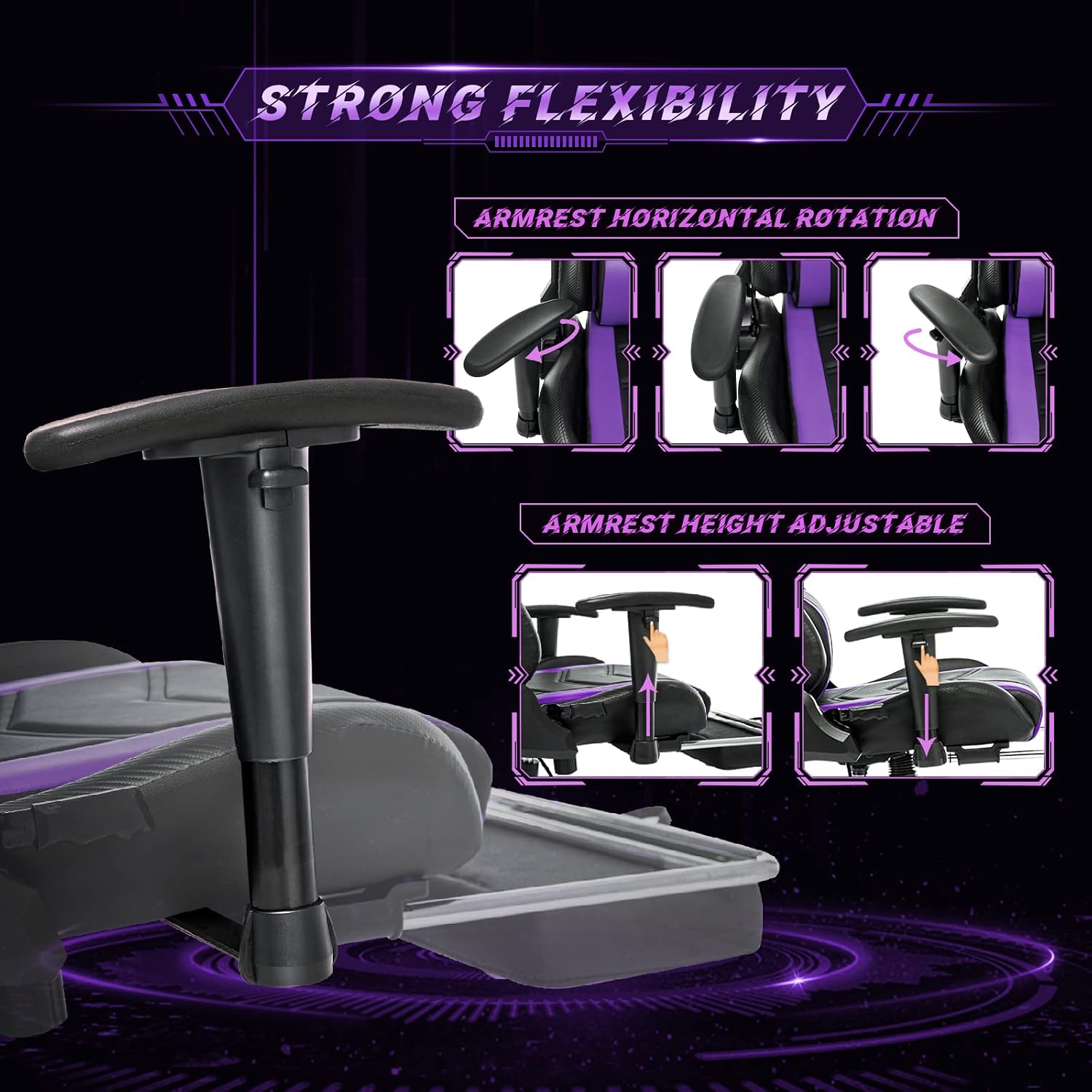 AA Products Gaming Chair High Back Ergonomic Computer Racing Chair Adjustable Gamer Chair with Footrest, Lumbar Support Swivel Chair – BlackPurple