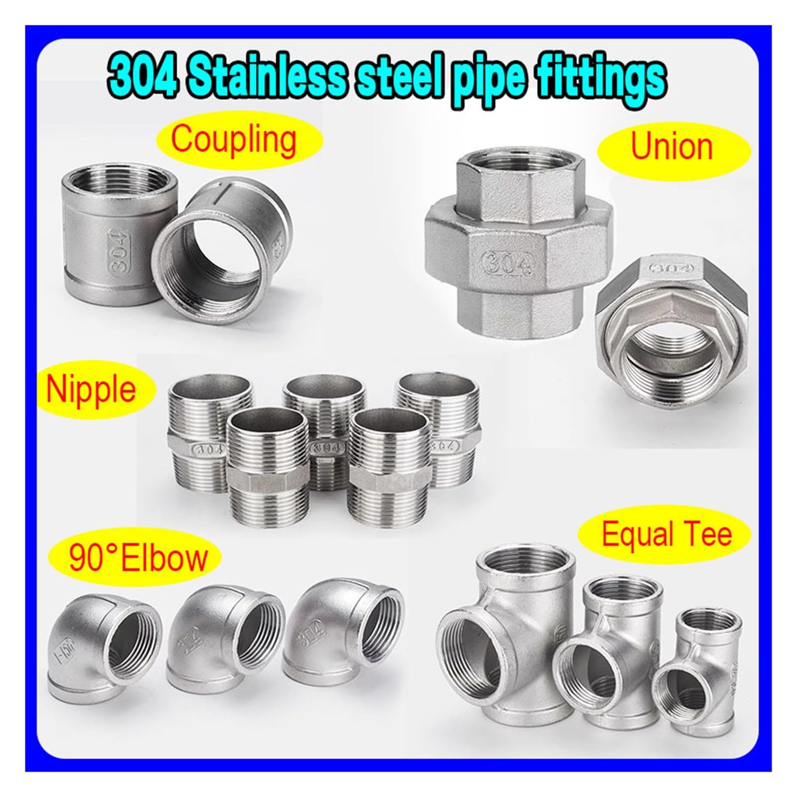 1PC 1/2 "3/4" 1 "Raccordi for Tubi In Acciaio Inox 304 Gomito Bend Tee Filo Interno Giunto Femmina Maschio Filettatura Cast Raccordo