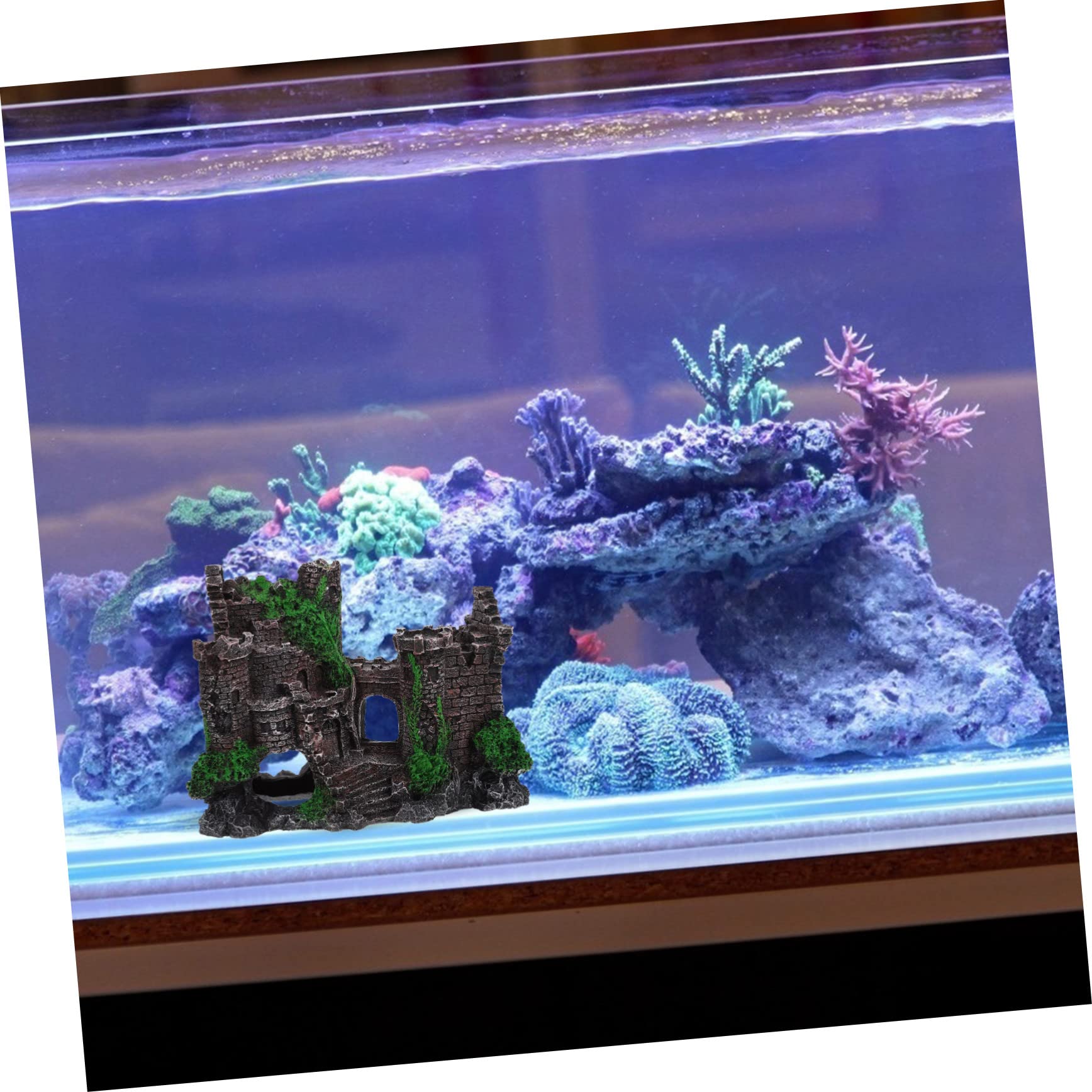 Happyyami 4piezas Adorno De Acuario Castillo Artificial para Peces y Camarones Refugio De Acuario Decoración Estilo Accesorio De Paisajismo para Peceras y Criaderos De Camarones