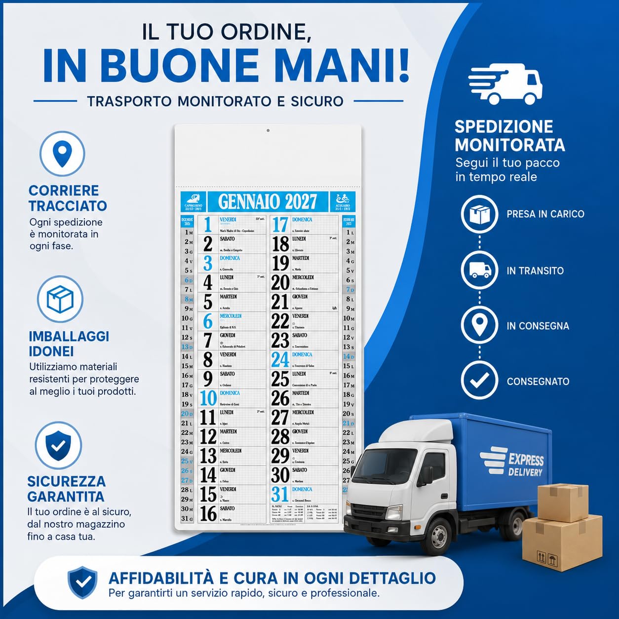 Calendari Personalizzati 2027 in Stock da 50 Pezzi Olandesi Grandi da Muro Notes Retro per Gadget Pubblicitari di Fine Anno e come Omaggio per i Clienti o Regali Aziendali | PA523