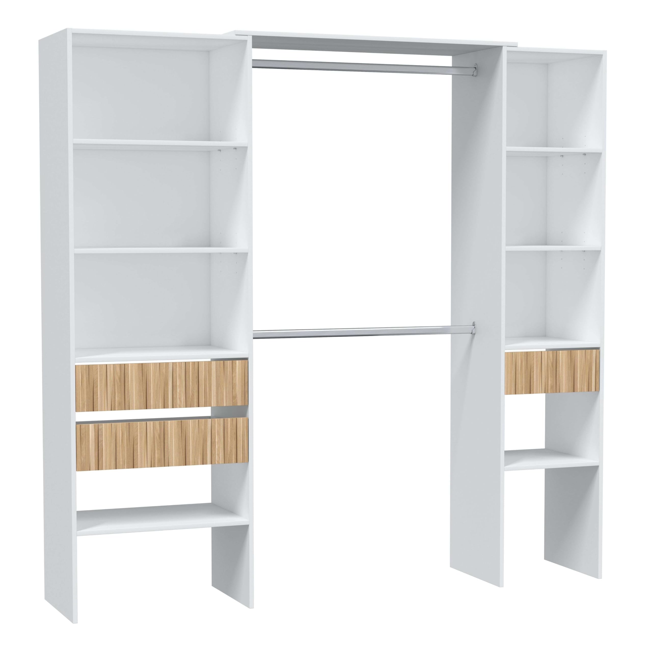 Pack Muebles Dormitorio Matrimonio Ethna Completo Moderno Color Roble Natur y Blanco