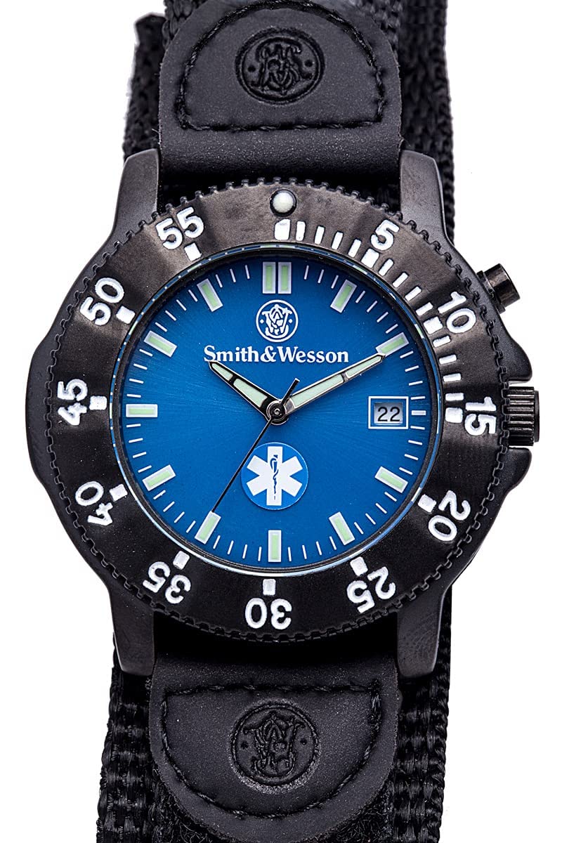 EMT - Reloj para hombre, esfera azul, retroiluminación, cuarzo de 1.575 pulgadas, resistente al agua 3ATM, resistente a los arañazos, reloj militar para médicos y uso al aire libre 2