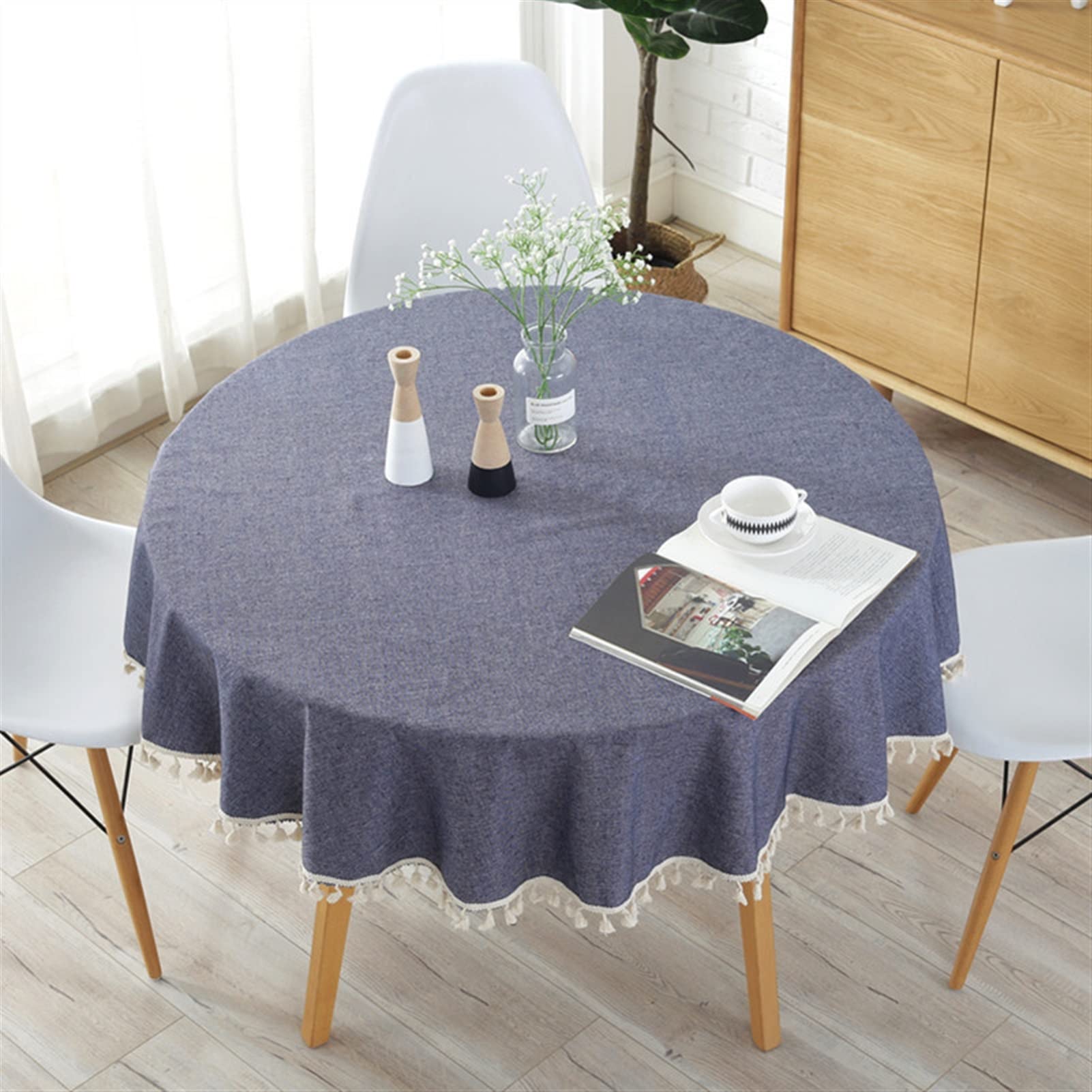 Nappe de linge table de table rond avec franges pour décoration de restaurant chic