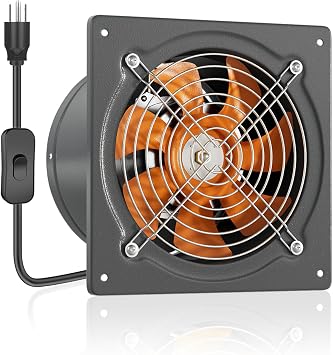 HG Power Exhaust Fan, Kitchen Exhaust Fan With Switch, Extractor Ventilation Fan For Attic, Greenhouse, Basement, Shed, 6 Inch 308CFM Gray Exhaust Fan