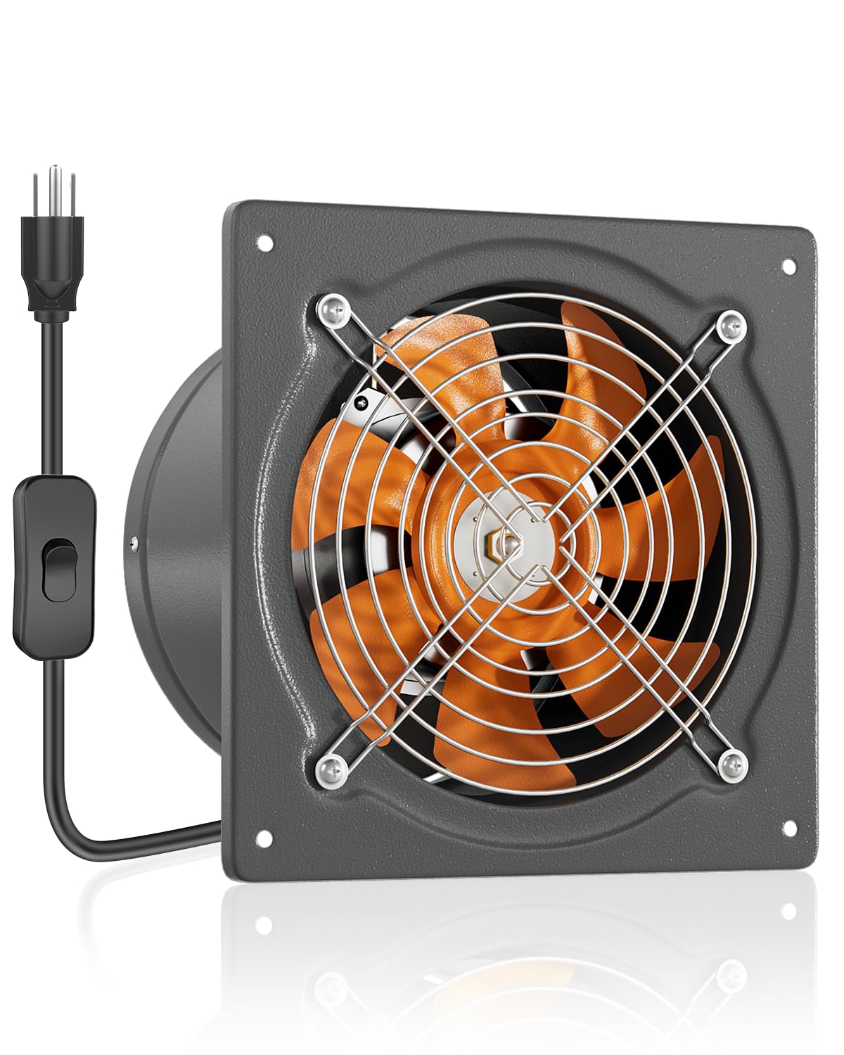 HG Power 8 Inch Exhaust Fan 576 CFM Kitchen Exhaust Fan Wall Mount with Backdraft Damper, Metal Plug In, Extractor Exhaust Ventilation Fan for Attic, Basements, Ceiling, Shop, Greenhouse