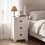 Giantex Nightstand with 3 Drawers, Bedside Table with Exquisite Metal Handles, Accent Table Sofa Side Table with Anti-toppling Device for Bedroom, Study, White