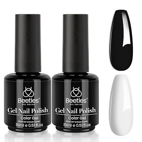 Juego de esmalte de uñas en gel blanco y negro