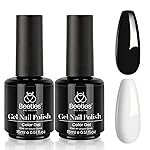 Beetles White Gel Nail Polish Black Gel Polish Kit 2 Pcs 15ml Black And White Polish French Nails Soak Off Led Nails Art Manicure Salon Diy at Home