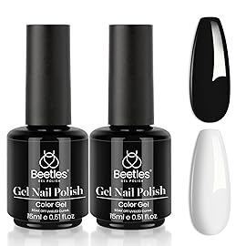 Beetles White Gel Nail Polish Black Gel Polish Kit 2 Pcs 15ml Black And White Polish French Nails Soak Off Led Nails Art Manicure Salon Diy at Home