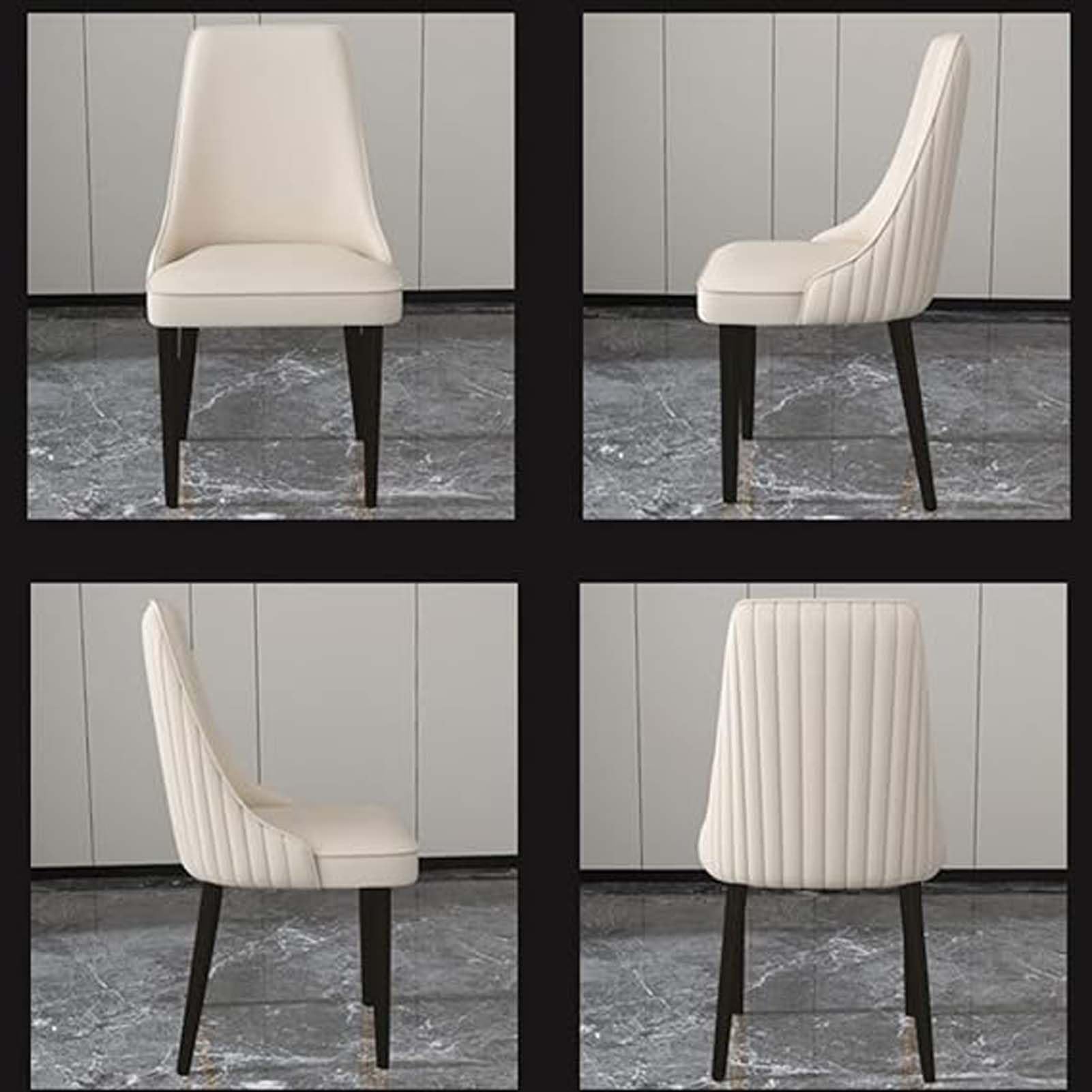 Mid Century Moderne Eetkamerstoelen Set van 4 met Gestoffeerd Lederen Glam Fluwelen Metalen Benen Hoge Rugsteun Ideaal voor Eetkamer Woonkamer Keuken Stijlvolle Accent Stoelen