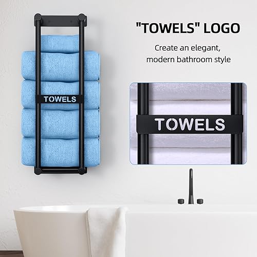 Miniatura 6 de Almacenamiento de toallas para baño pequeño, toalleros STWWO para baño puede contener 4 toallas grandes, toallero de pared de 22 pulgadas para