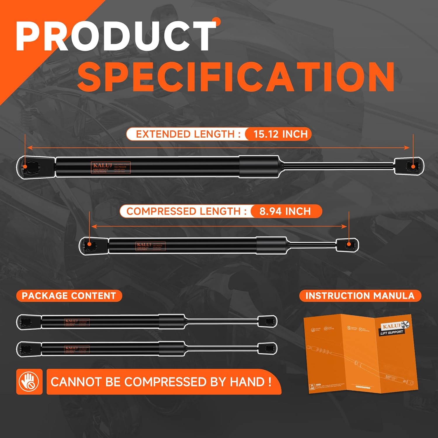 81161-B8000 81661-4Z000 96877 Hood Struts Lift Supports Compatible with Hyundai Santa Fe 2013-2018, for Santa Fe Sport/XL 2013-2018 4-Door Hood, 2PCS