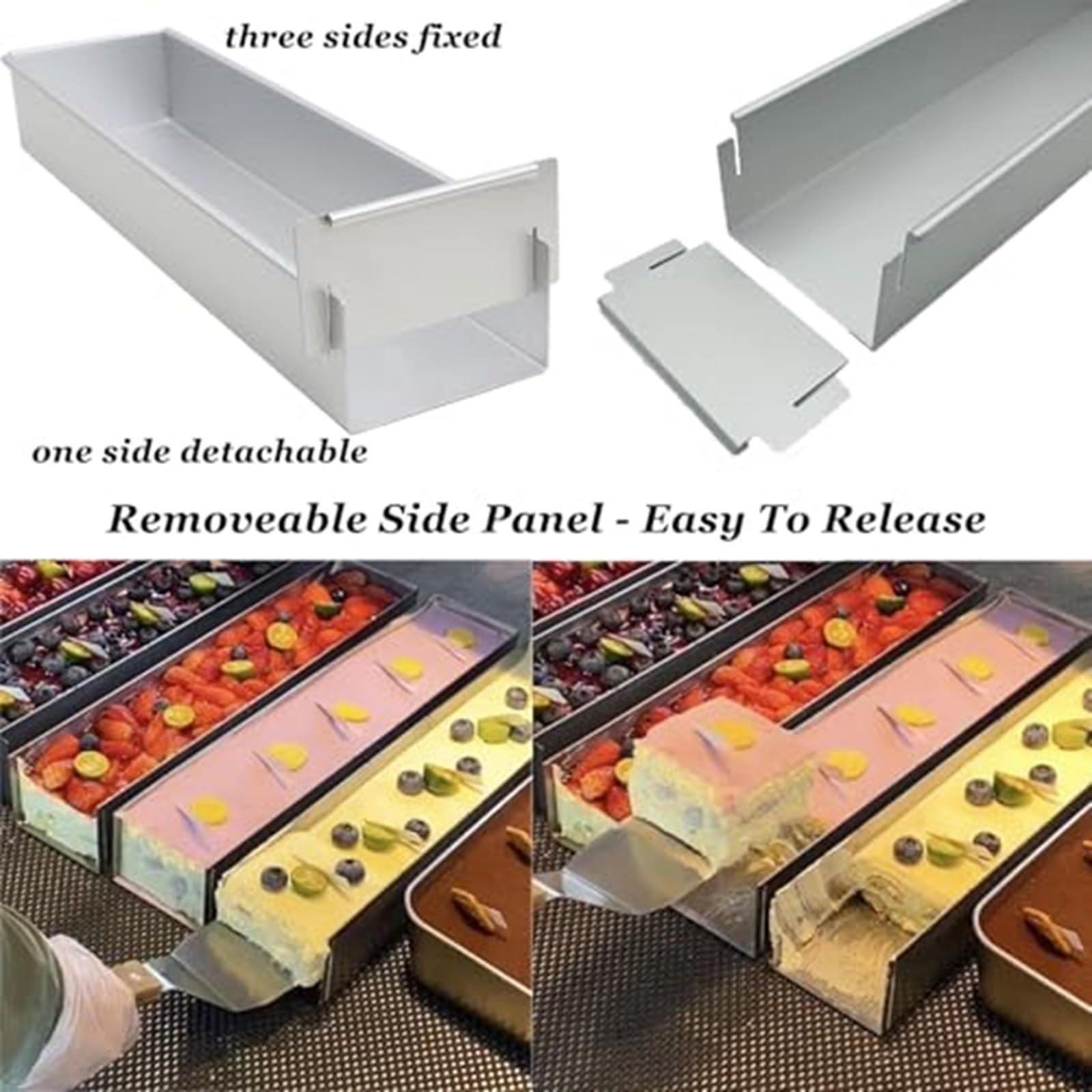 Cadre à gâteau Tiramisu en aluminium antirouille avec spatule incluse - Gadget de cuisine professionnel