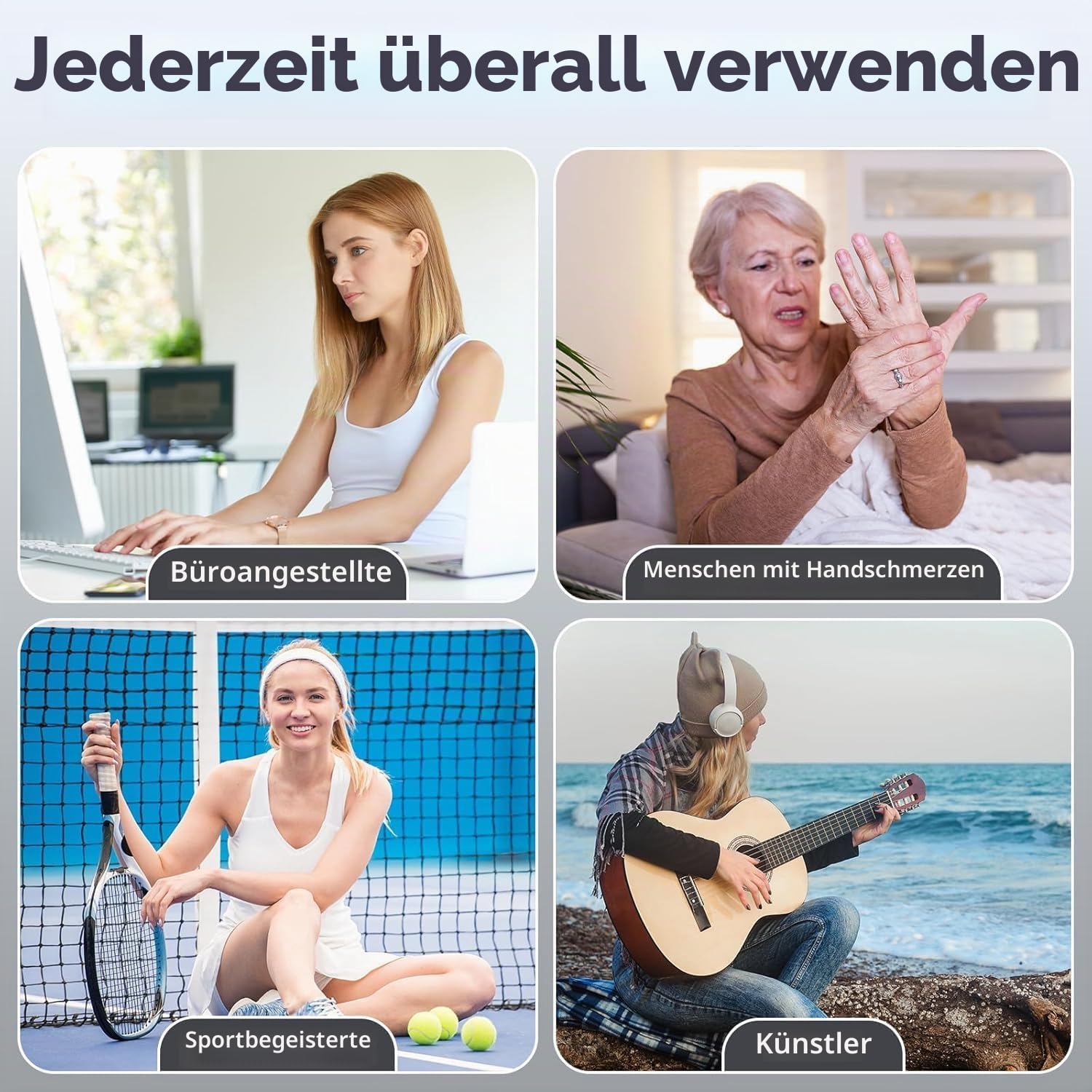 Elektrisches Handmassagegerät mit Wärme und Kompression | Kabelloser Verstellbarer Hand Massager für Finger, Hände und Handgelenke, für Damen und Herren