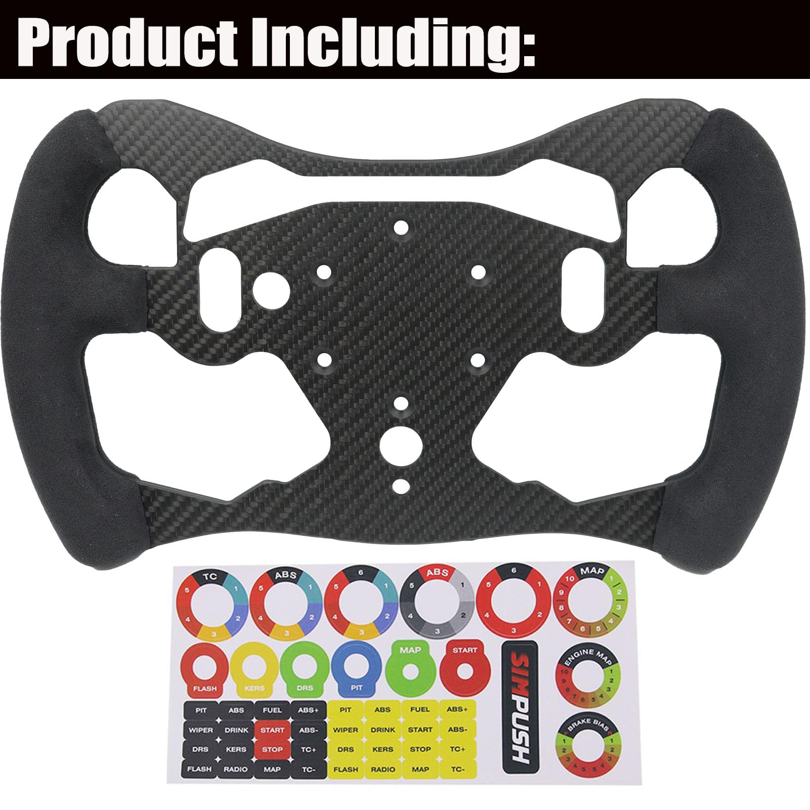 Benshuuk 12 Inch F1 Formula Style Real Carbon Fiber Suede Steering Wheel for Logitech G RS50 Pro SIM Racing Wheel PS4/PS5 PC