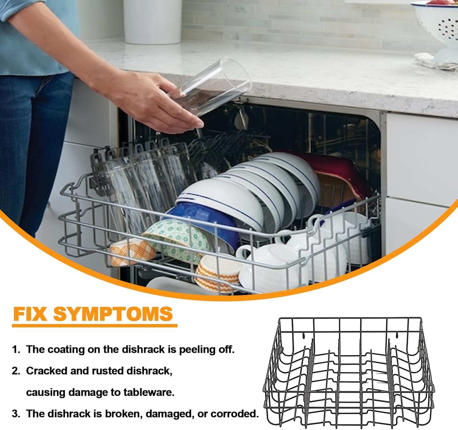 Upgraded 5304535380 Dishwasher Upper Rack Replacement Parts for Frigidaire Kenmore Dishwasher Rack FFCD2413US4A FBD2400KB12B Upper Dishrack Assembly Frigidaire Crosley Dishwasher Top Rack Rollers