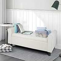 Vista 81 de Babion Banco otomano de almacenamiento con brazos, banco de extremo de cama para dormitorio, banco de almacenamiento con botones para entrada, sala