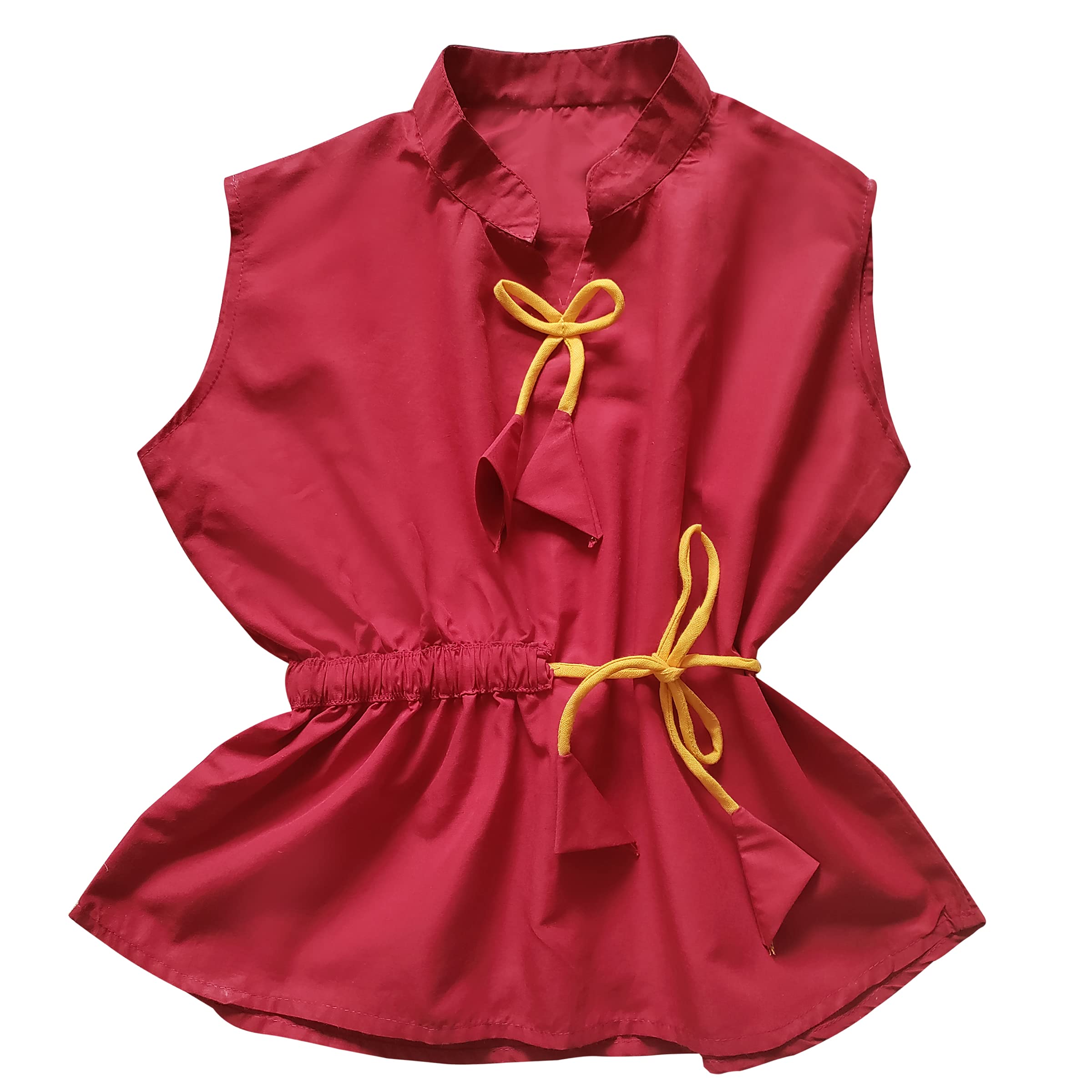 Girls/Kids Designer Red Sleeveless Tops for Comfort and Style Regular Fit
