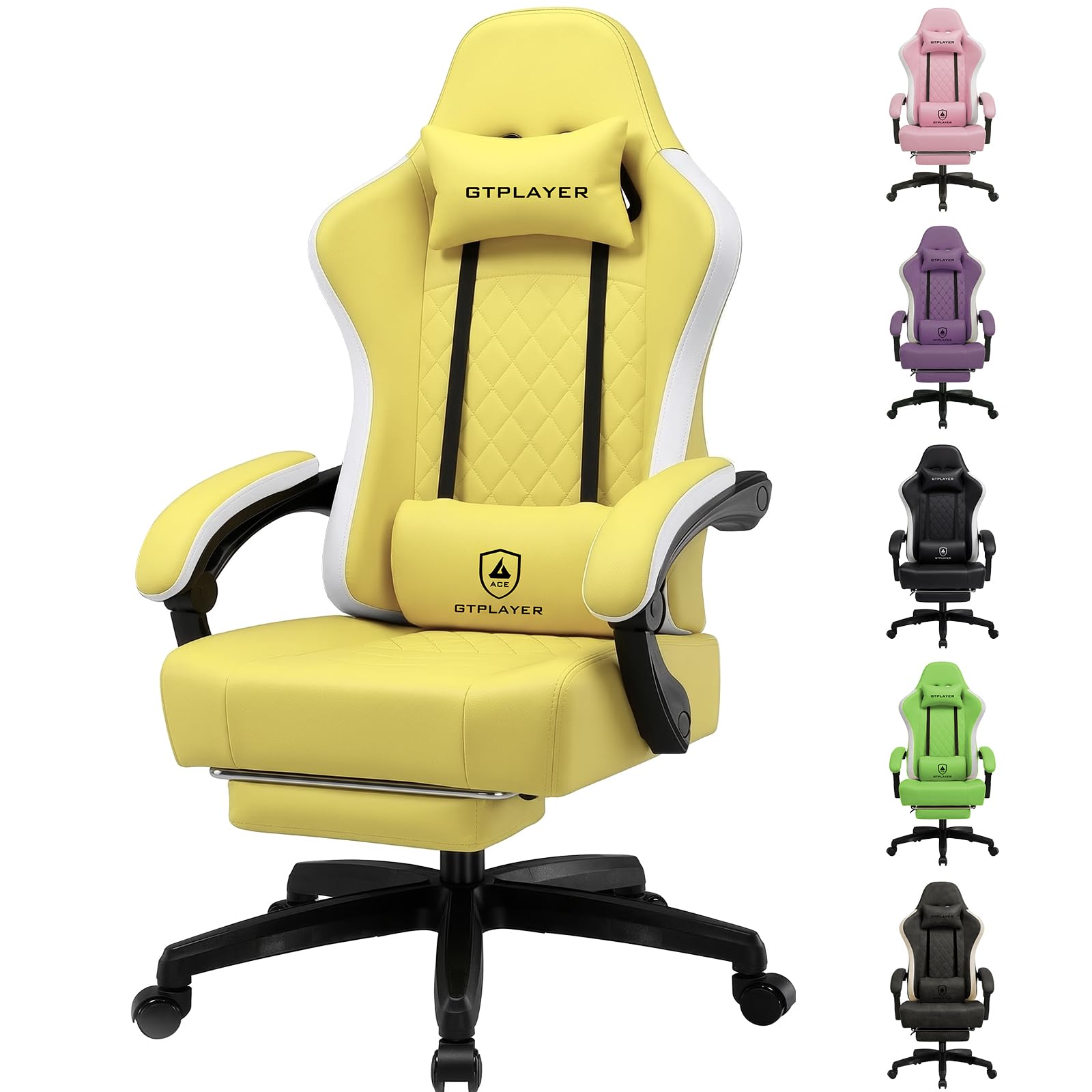 GTPLAYER Gaming Chair with Footrest, Ergonomic Computer Desk Chair with Pocket Spring Cushion Home Office High Back Support Lumbar Support Heavy Duty Wide — image 1
