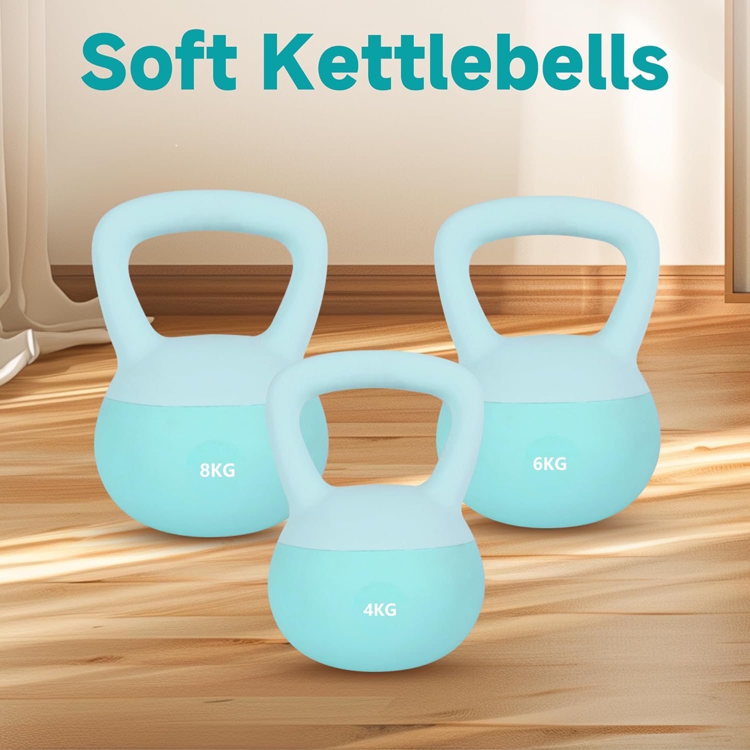 Leikefitness Weiches Kugelhantel-Set – rutschfeste Kugelhanteln für das Training zu Hause – Stärke und Sicherheit garantiert (Green, 8kg)