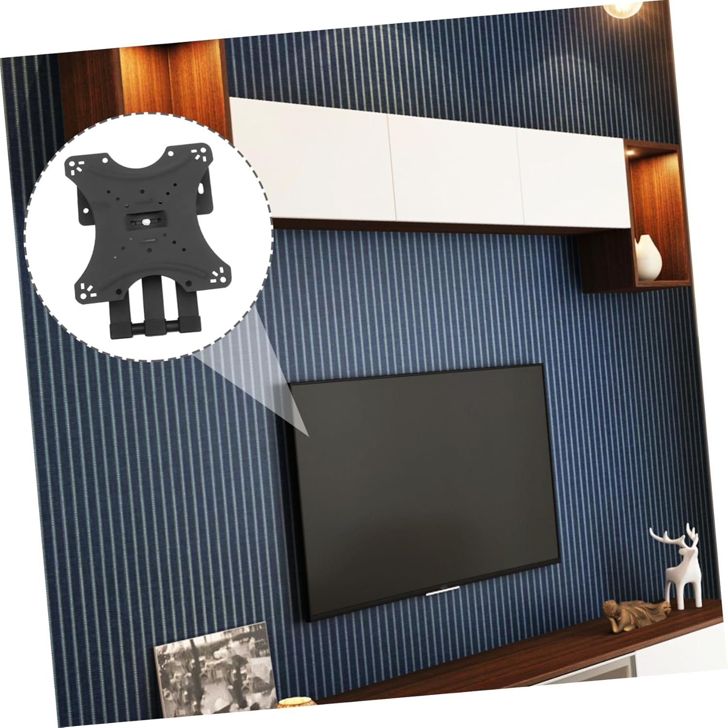 Amosfun Retractable Rotatable Tv Wall Bracket Cold Rolled Steel Easy to Install Secure Wall Mount for Tvs Monitor Holder Home Organization