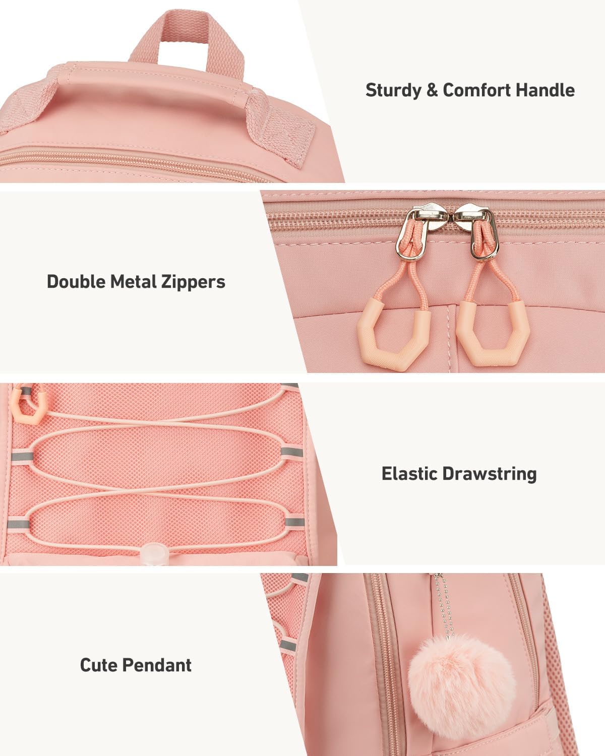 School Backpack for Teens Girls, Aesthetic College Bookbag for Women Students Large Fashion 15.6 Inch Laptop Bag for Work Travel (Pink) - Image 4