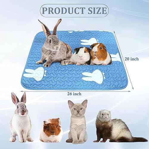 Miniatura 9 de kathson Forros de jaula de conejos, lavable, súper absorbente, para conejillo de indias, animales pequeños, ropa de cama de forro polar Azul,Azul-2