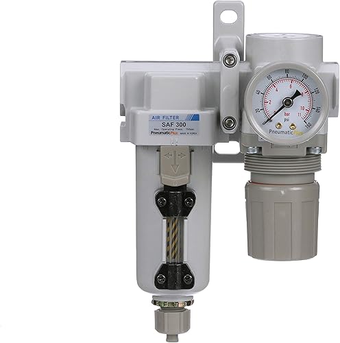 Miniatura 2 de PneumaticPlus SAU320-N03G-MEP - Regulador de filtro de aire comprimido Combo 38" NPT - Cuenco de metal, drenaje manual, soporte, calibre