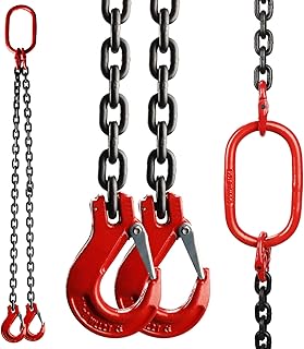 HighFree Chain Sling 5/16 Inch x 5 Feet Double Leg with Grab Hooks Sling Chain for Lifting 3 Ton Capacity, Chain Sling Grade 80 Mn-Steel