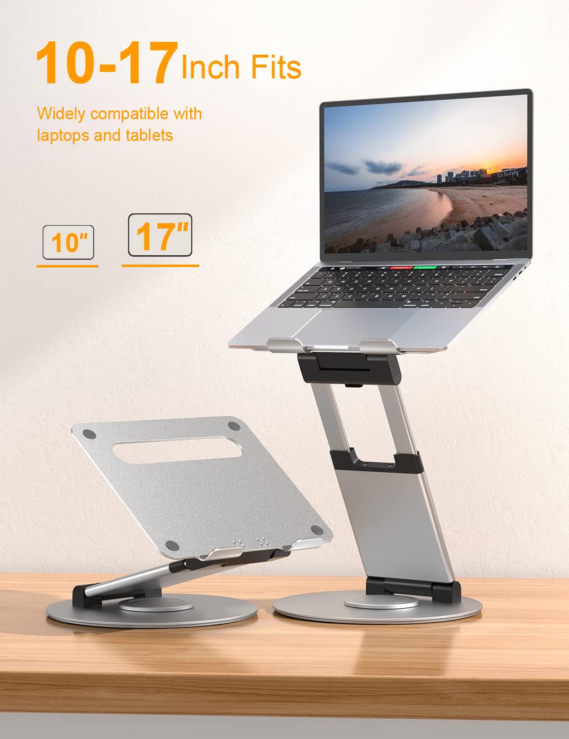 PLIXIO Adjustable Laptop Stand with 360° Rotating Base Tabletop Ergonomic Foldable Portable Holder Compatible for MacBook, HP, Dell, Lenovo & All Other Notebook (Sliver) (LS18) 10 71hfuFspeDL. SL1500