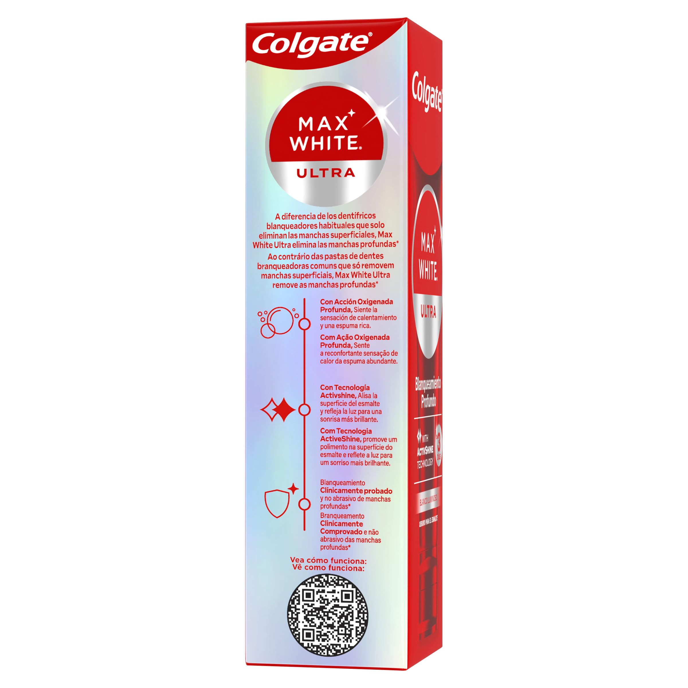 COLGATE Max White Ultra Active Foam Pasta de Dientes Blanqueadora con Flúor, 50ml, Dentífrico Blanqueador Seguro con el Esmalte, Elimina Manchas Profundas* — view 6