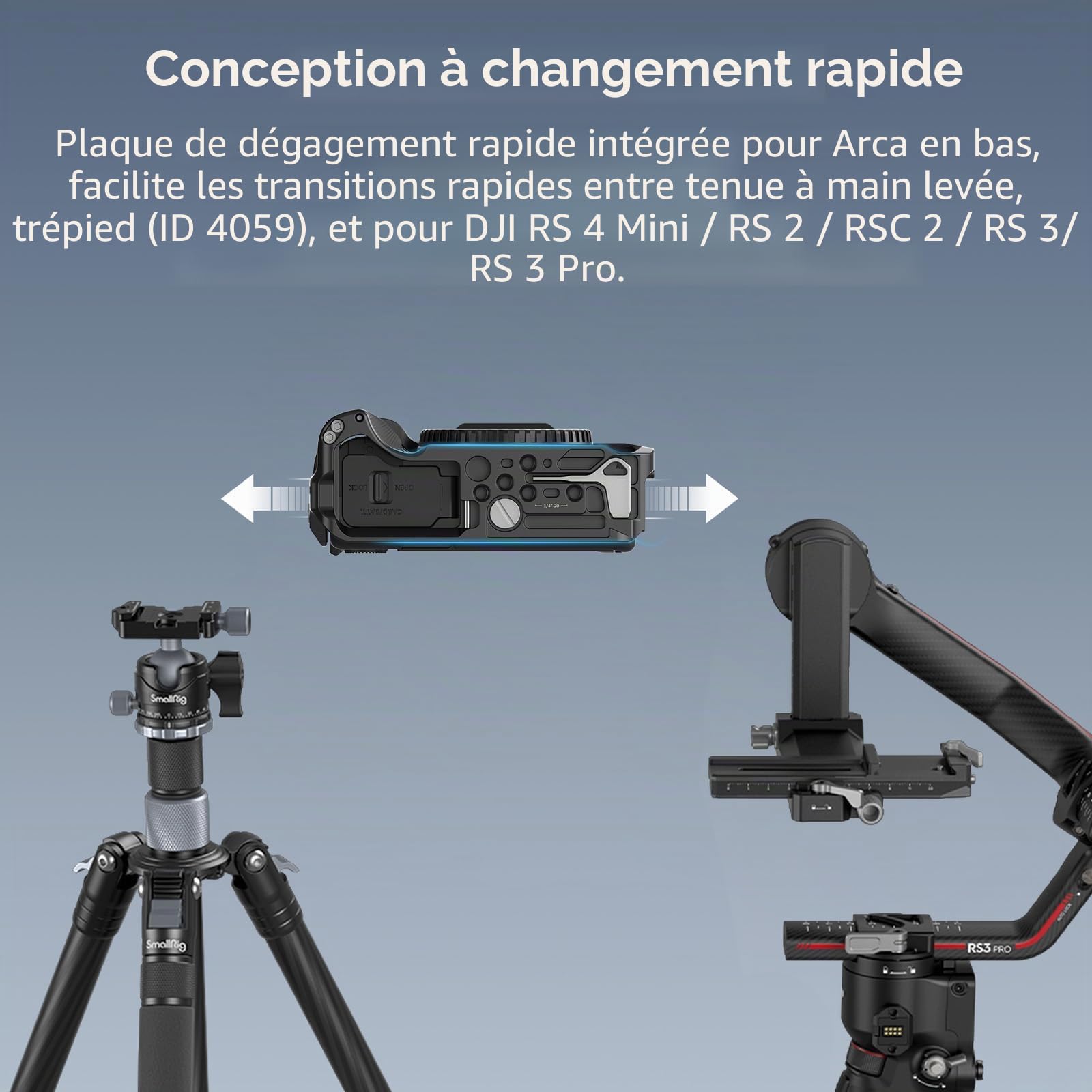 SMALLRIG R50 V Cage pour Appareil Photo pour Canon R50V, Poignée Ergonomique Intégrée, Plaque QR pour Arca, Trou Fileté 1/4"-20, Trous 3/8"-16 pour ARRI, Prise de Vue Verticale (Noir) - 5427