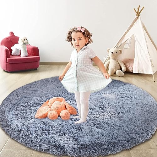 Alfombra redonda, alfombras circulares suaves para habitación de niñas, alfombras esponjosas, alfombras peludas, alfombra peluda de tipi, alfombra