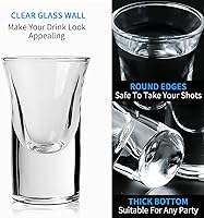 Vista 5 de LINALL Juego de 6 vasos de chupito de 1 onza/1.0 fl oz, base pesada para whisky tequila, bandeja para servir 6 vasos de chupito (6 unidades)
