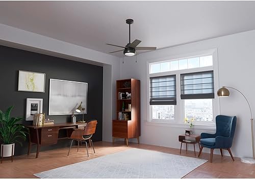 Miniatura 9 de Hunter Burroughs - Ventilador de techo plateado mate de 44 pulgadas con kit de luz LED y cadena de tracción