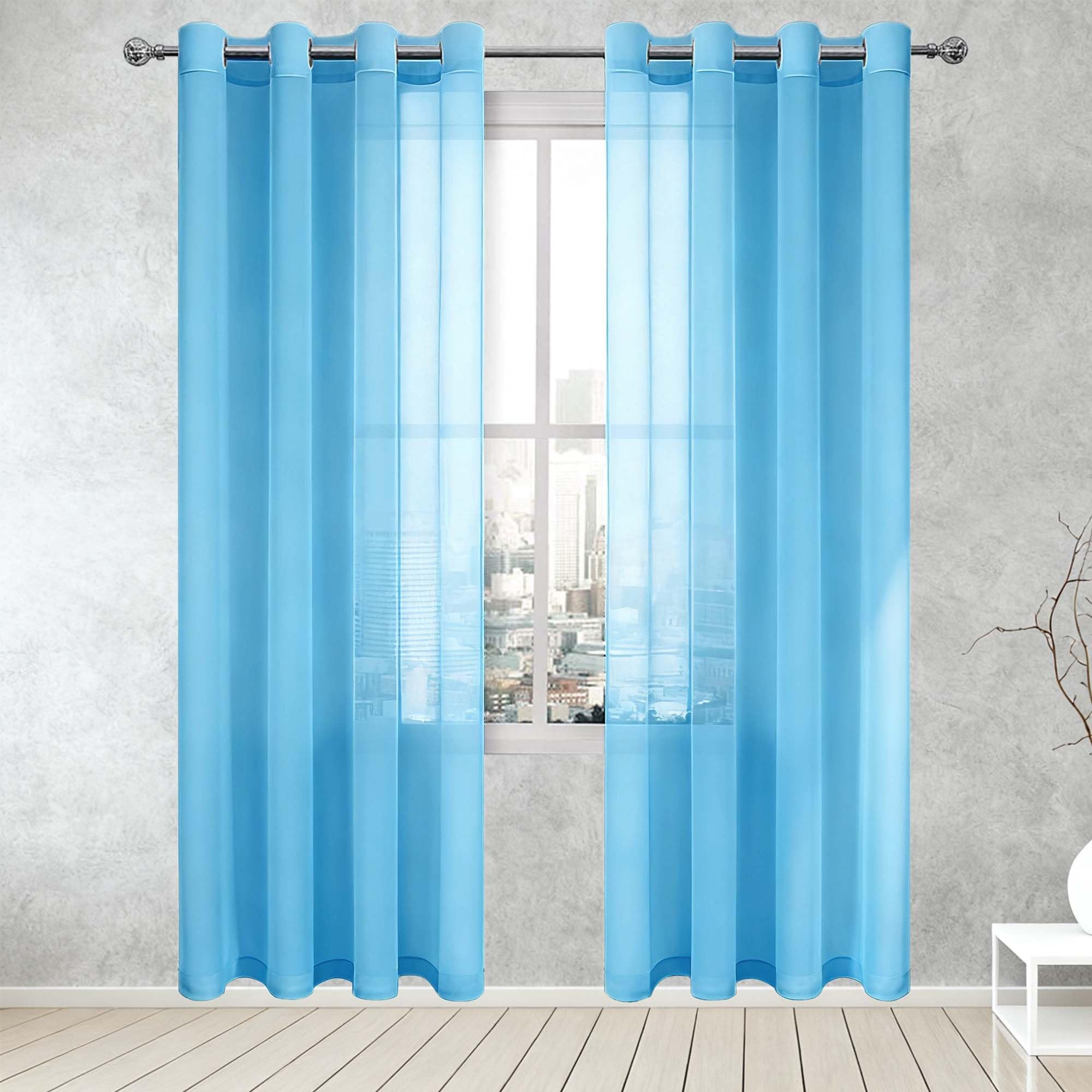 Rideau voilage en organza haut de gamme bleu ciel 140x270 cm pour des finitions soignées