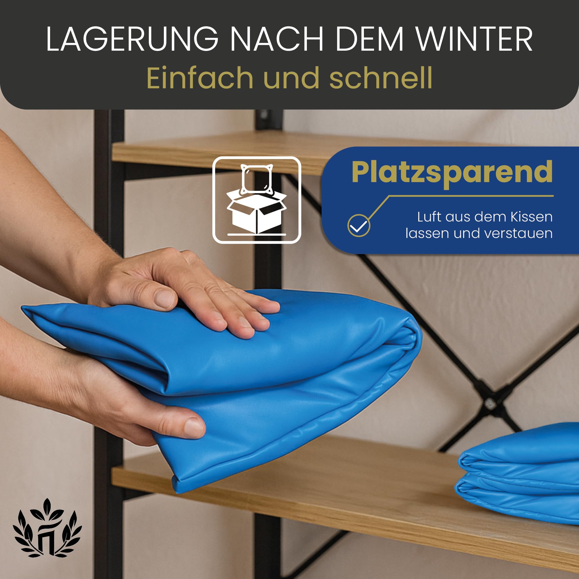 HAF Poolkissen Winter 120 x 120 cm (1 Stück) – Aufblasbare & Chlorbeständige Luftkissen für Pools zur Überwinterung – Rechteckige Winterkissen (Poolpolster) in Blau – Wasserdicht & UV-Beständig